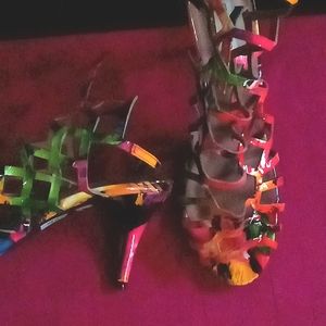 Women strappy multi color sandals